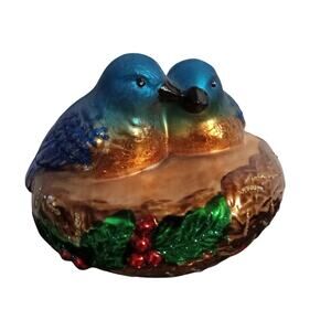 Old World Christmas OWC Bluebirds Nest Holly Christmas Ornament Clip-on